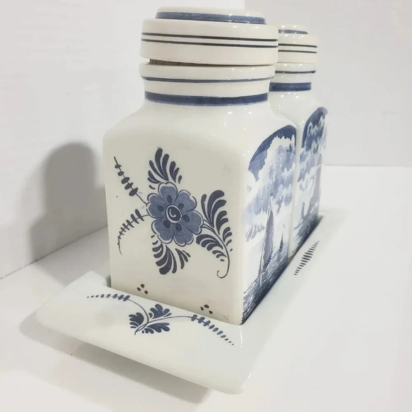 Vintage Delft Blauw Blue/White  Canister/Spice Jar Set. - Picture 3 of 12